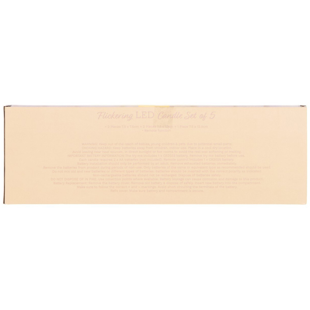 Set of 5 Flickering LED Candles - Ivory Image 5