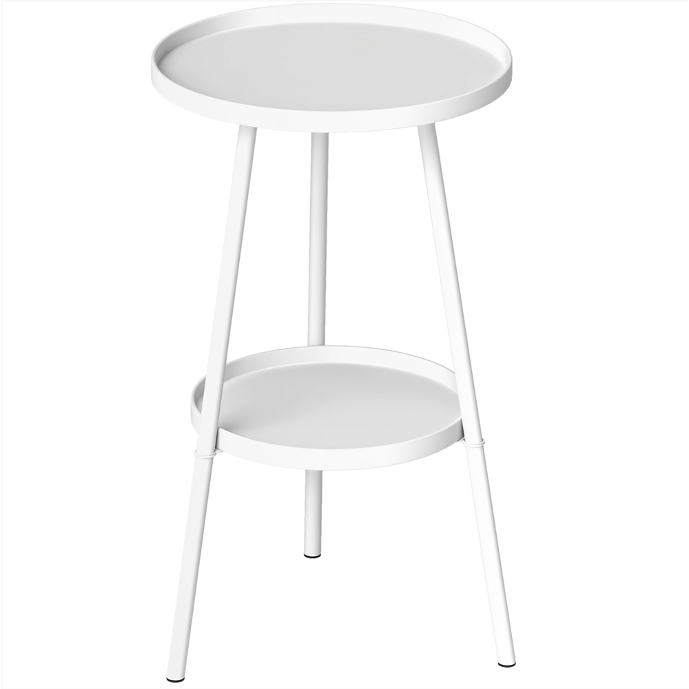 Outsunny Single Shelf White Round Garden Coffee Table Image 2