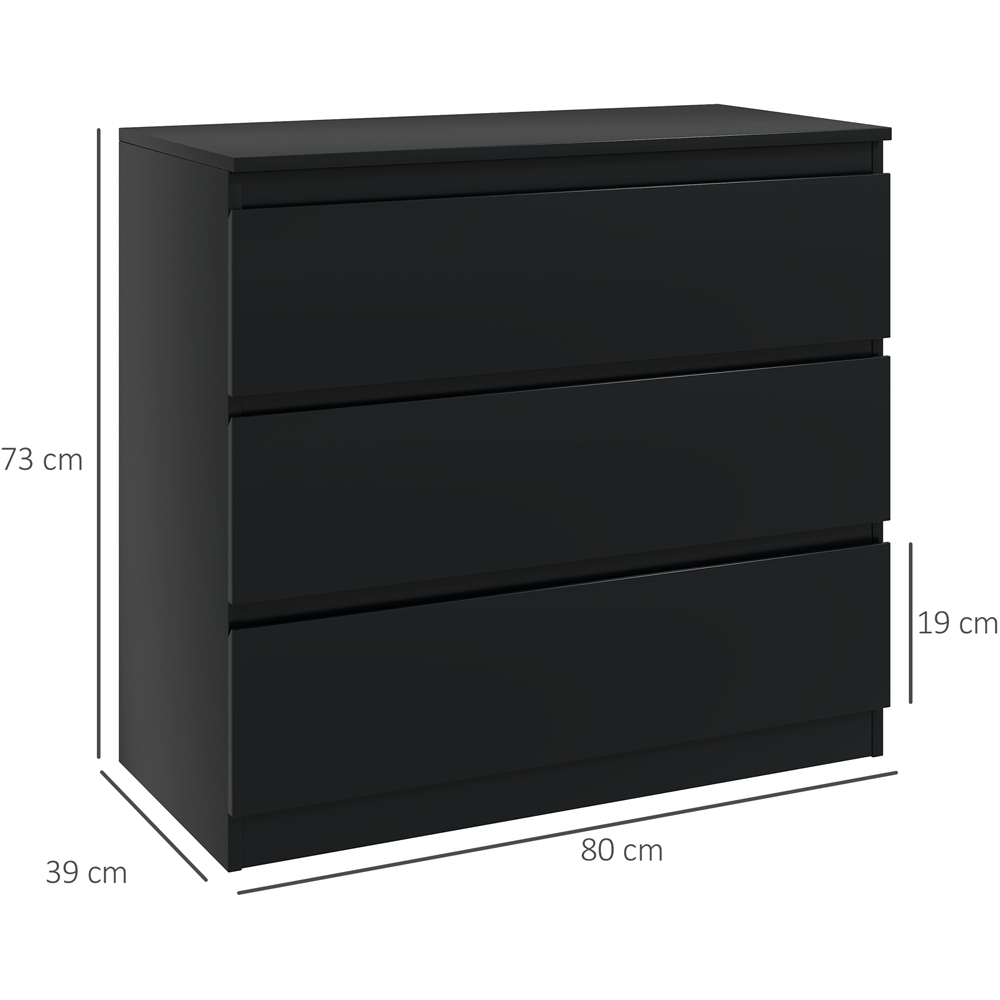 Portland 3 Drawer Black Chest of Drawers Image 9