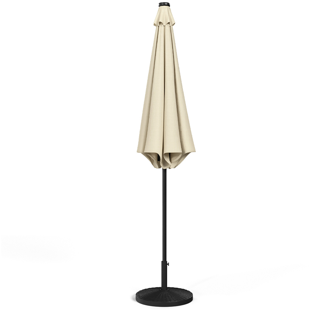 Living and Home Beige Round Crank Tilt Parasol with Rattan Effect Base 3m Image 3