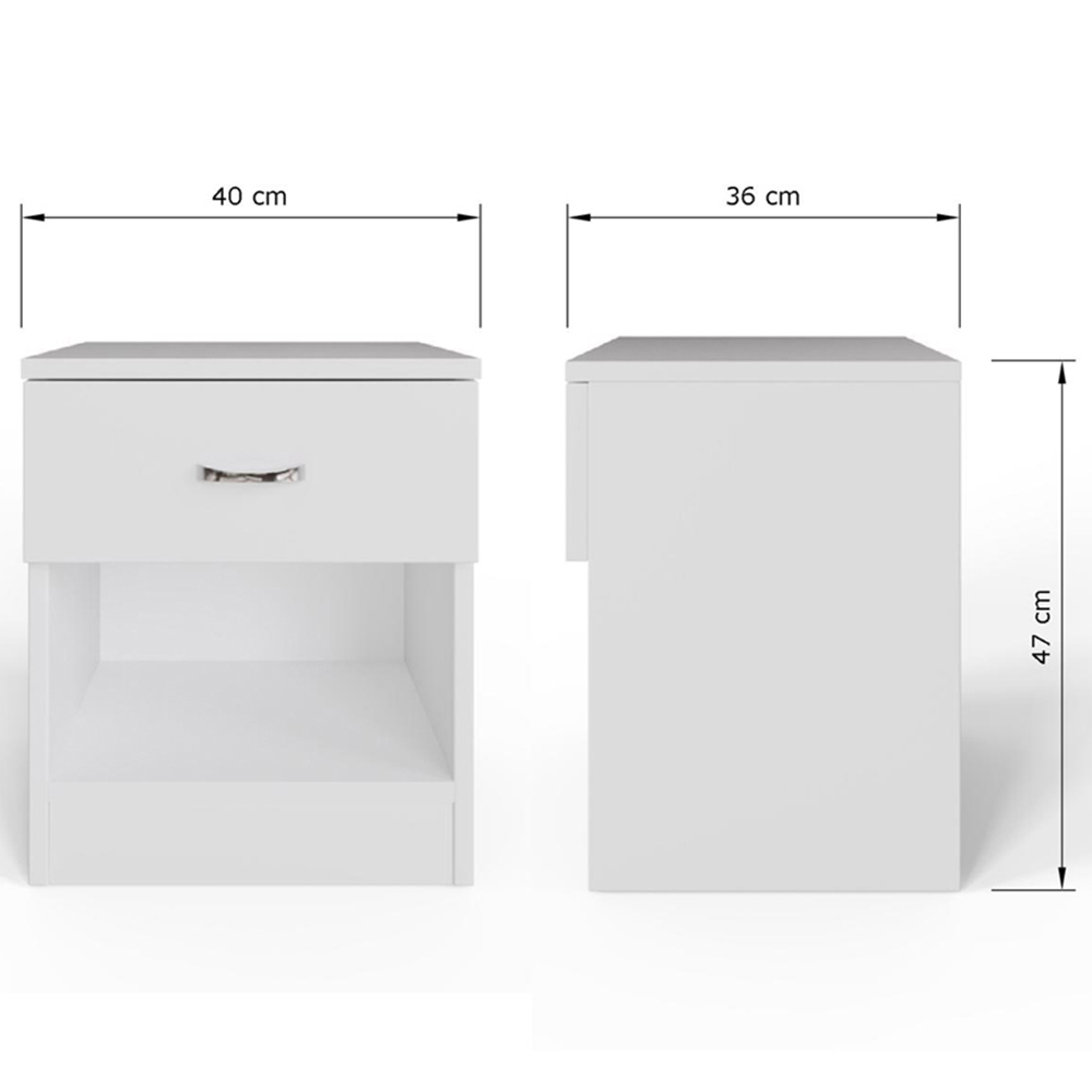 FWStyle Promo Single Drawer White Modern Bedside Table Image 7