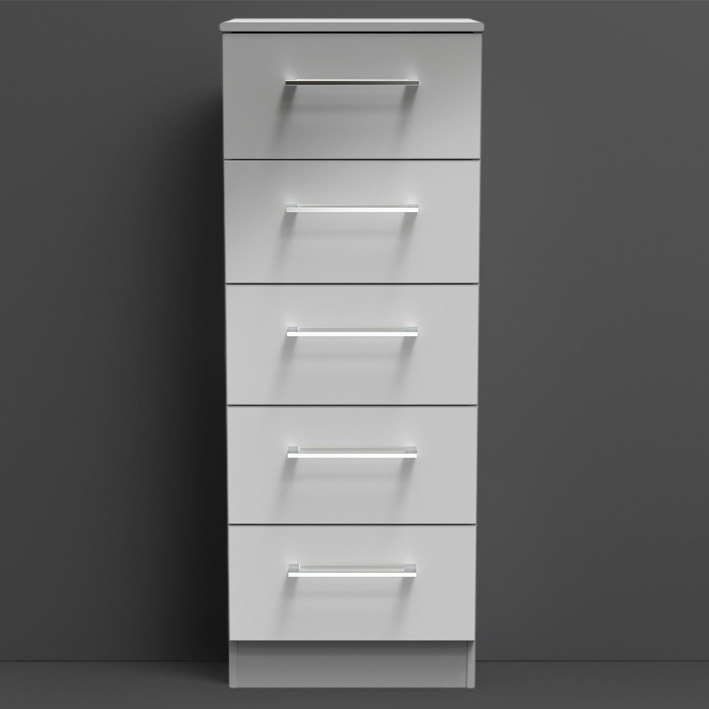 Crowndale Worcester 5 Drawer Uniform Grey and Dusk Grey Tallboy Ready Assembled Image 1