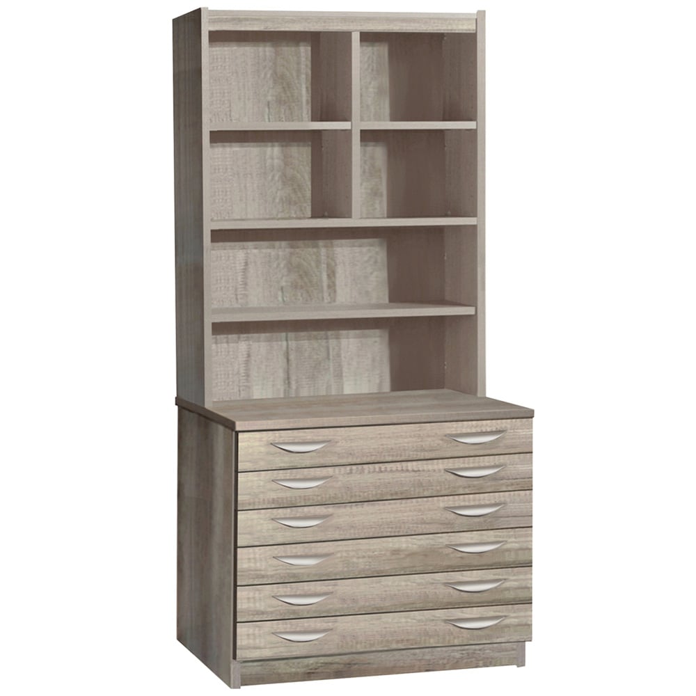 R White Cabinets 6 Drawer 6 Shelf Grey A2 Plan Chest of Drawers with Hutch Image 2