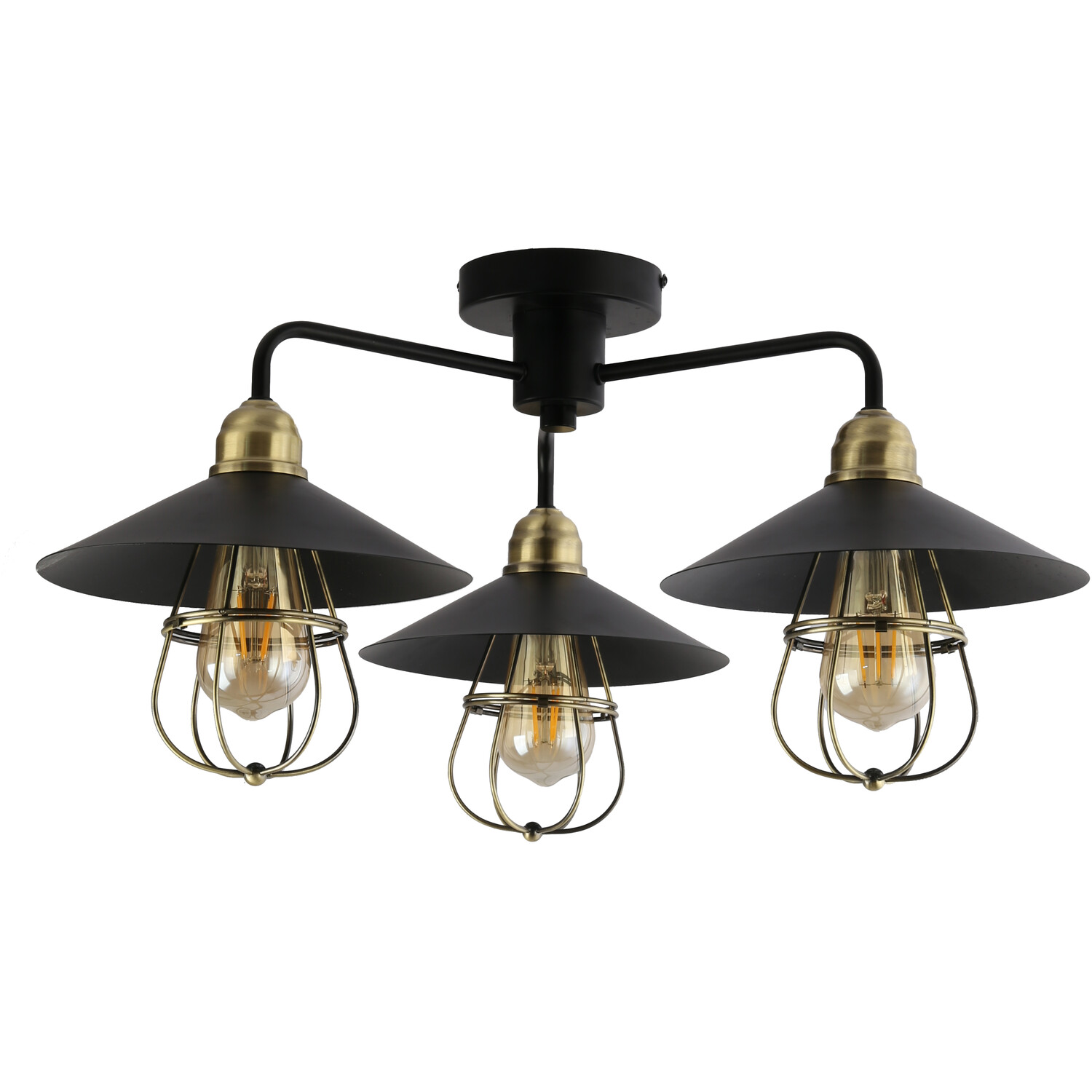 Dylan 3 Arm Ceiling Fitting Black Image 2