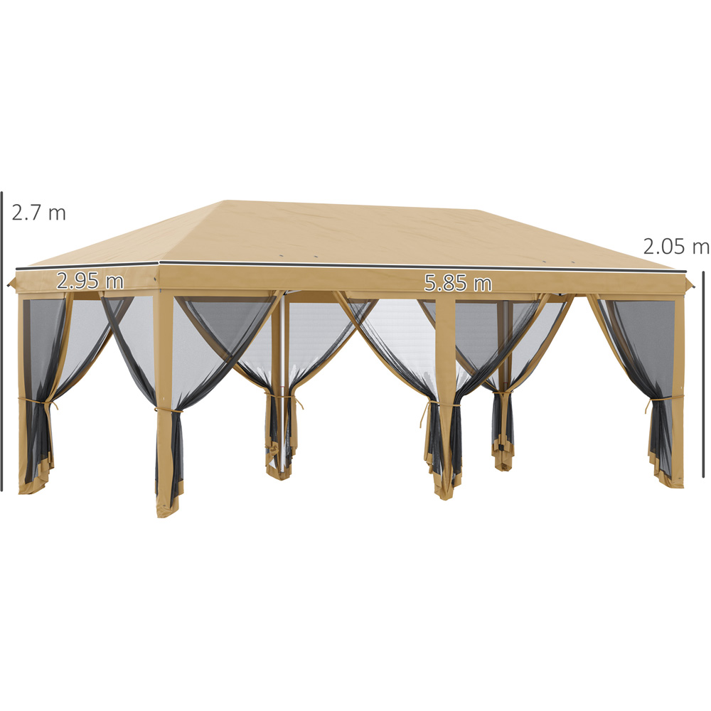 Outsunny 6 x 3m Beige Pop Up Gazebo with Mesh Walls Image 7