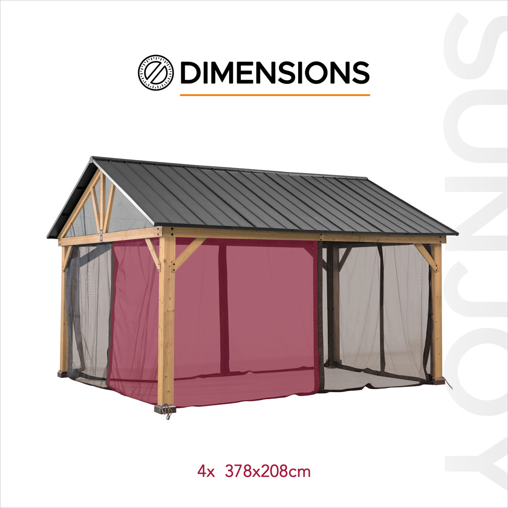 Sunjoy 4.6 x 4m Khaki Accessory Netting for Cedar Wood Gazebo (Gazebo Not Include) Image 5