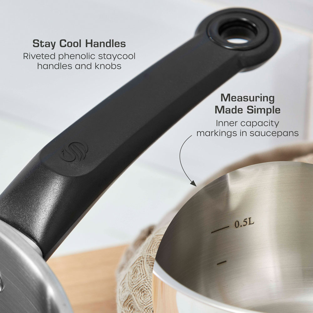 Swan Townhouse 3 Piece Stainless Steel Saucepan Set Image 5