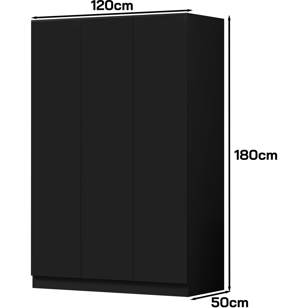 FWStyle Stora 3 Door Matt Black Wardrobe Image 5