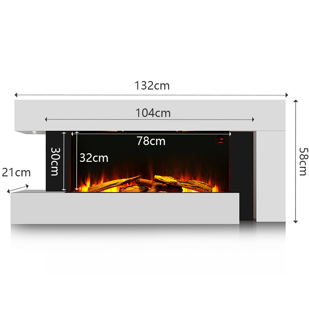Living and Home 52 Inch Electric Fireplace White Surround Set with Left Night Light Remote Control Image 9