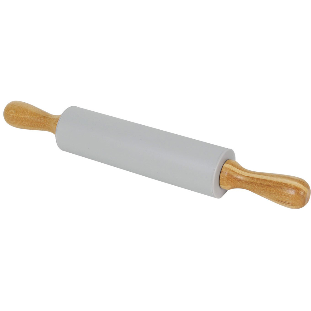 Single Silicone Rolling Pin with Bamboo Handles in Assorted styles Image 2