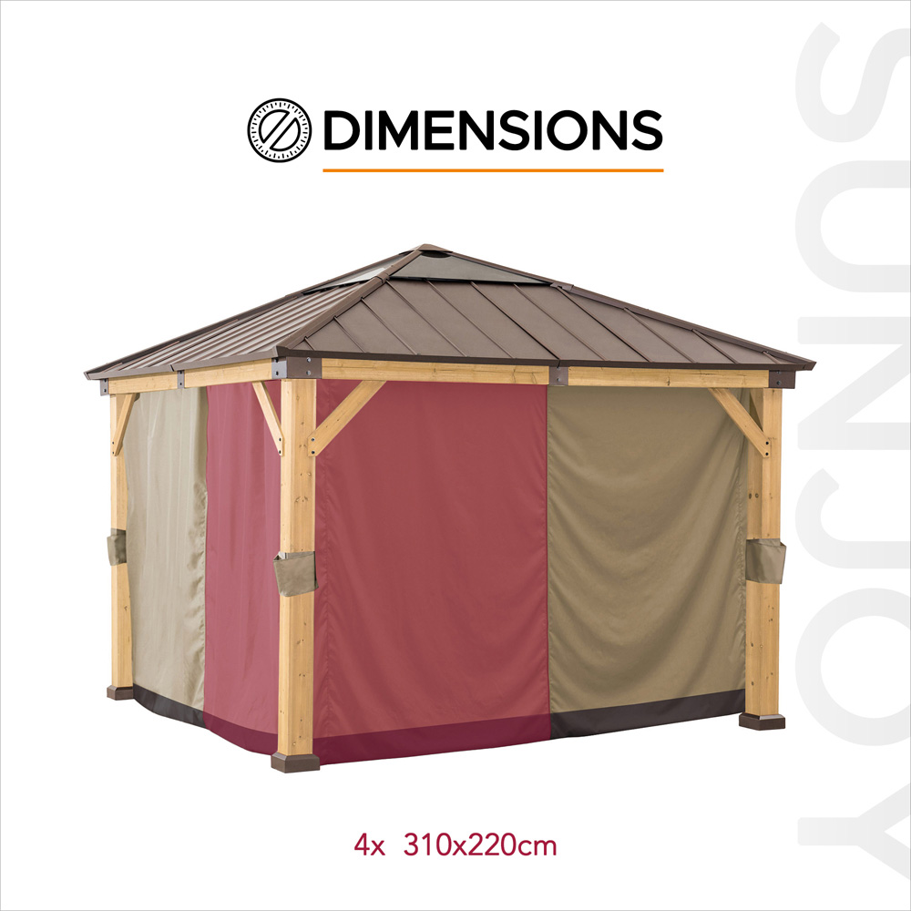 Sunjoy 3.3 x 3.3m Khaki Accessory Curtain for Wood Gazebo (Gazebo Not Include) Image 5