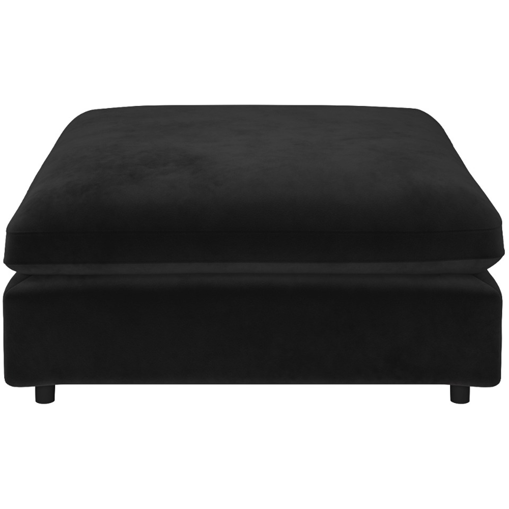 SOLACE+CO Asher 4 Seater Black Velvet U Shape Sofa with Footstool Image 5
