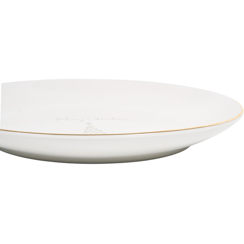 White Tree Plate Golden Christmas Tree Plate White and Gold Side | Homebase