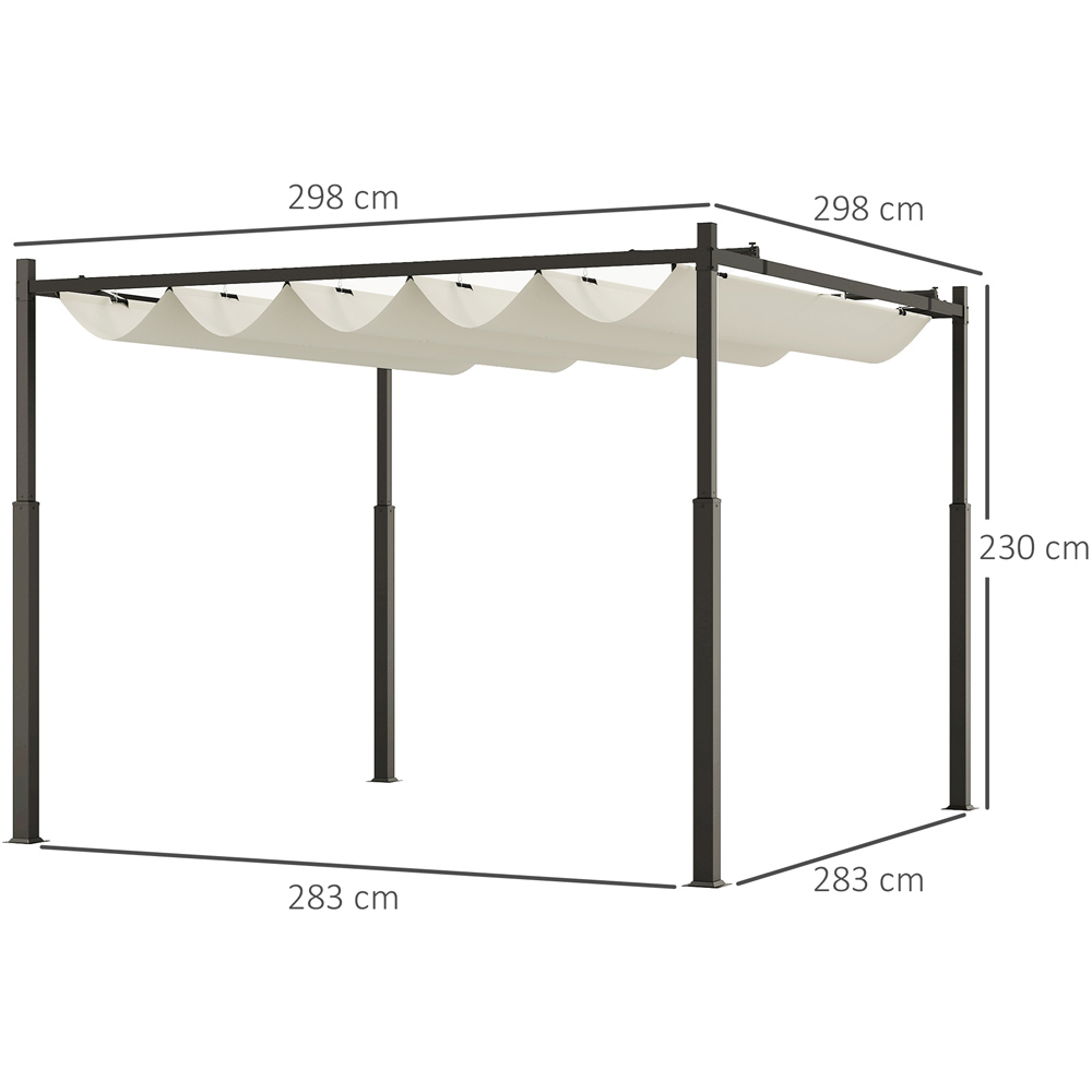 Outsunny 3 x 3m White Pergola with Retractable Roof and Metal Column Image 7