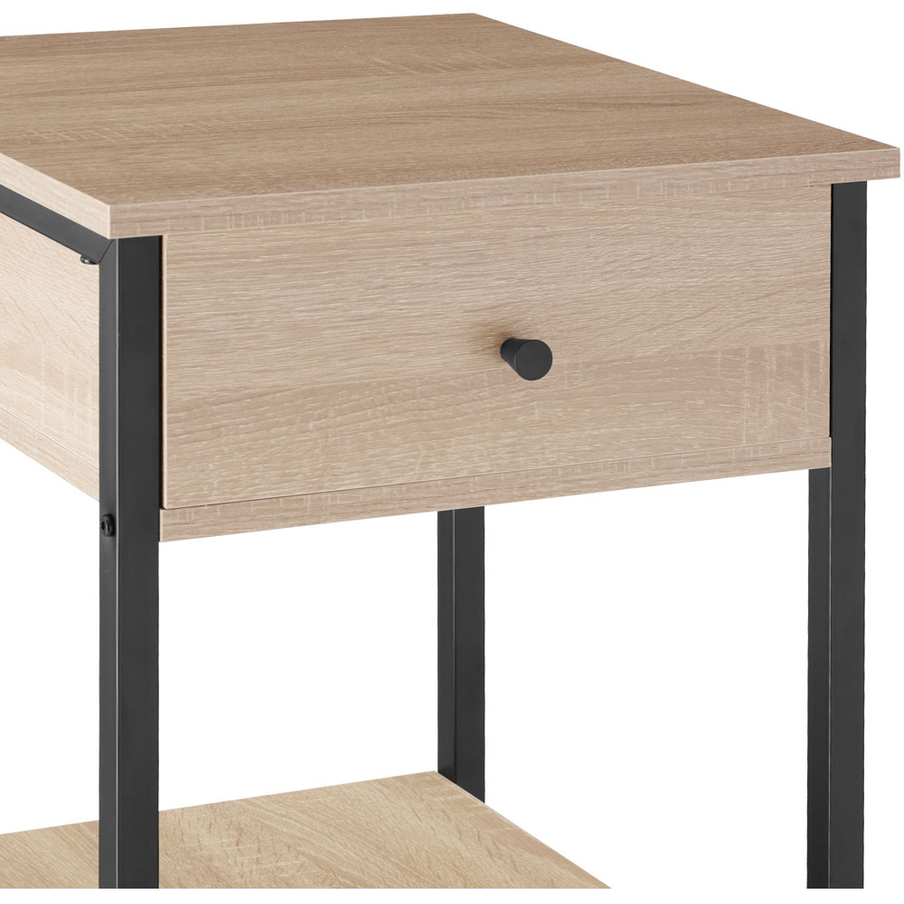tectake Bradford Single Drawer Light Wood Oak Sonoma Bedside Table Image 7