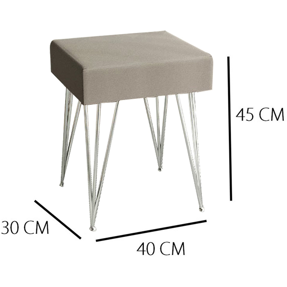 CARME Home Olivia Dove Grey Velvet Padded Stool Image 6