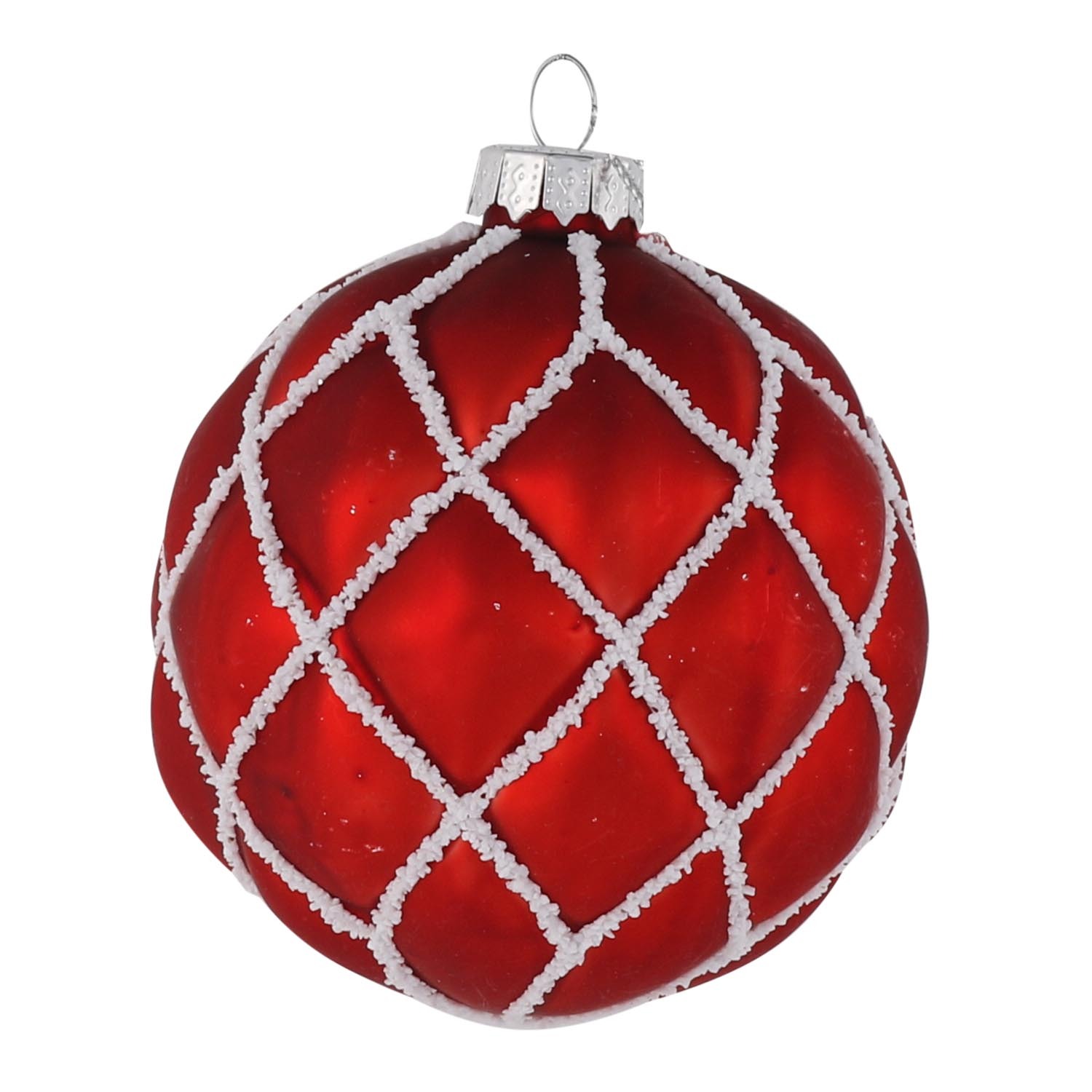 Candy Cane Lane Matte Red and White Swirl Bauble Image 3