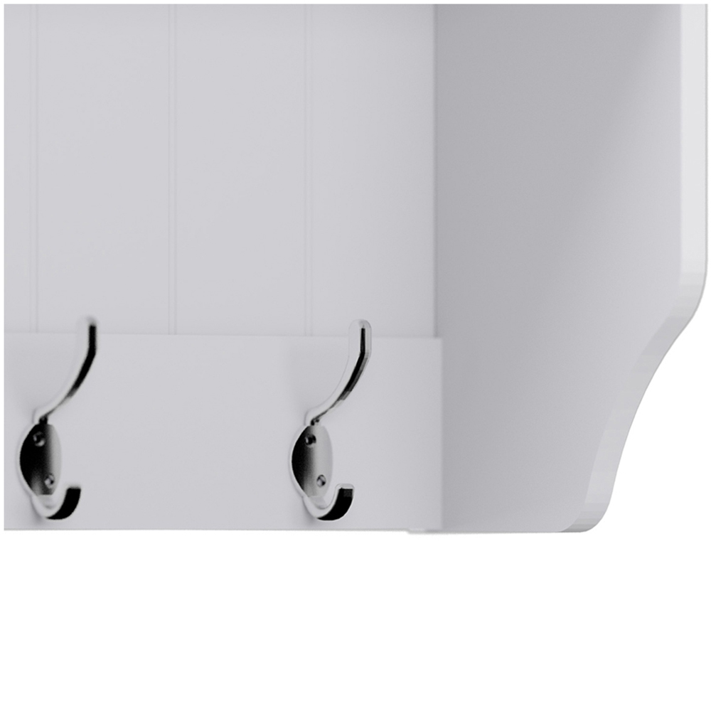 Homebase White Bevelled Coat Shelf with 5 Double Hooks Image 5