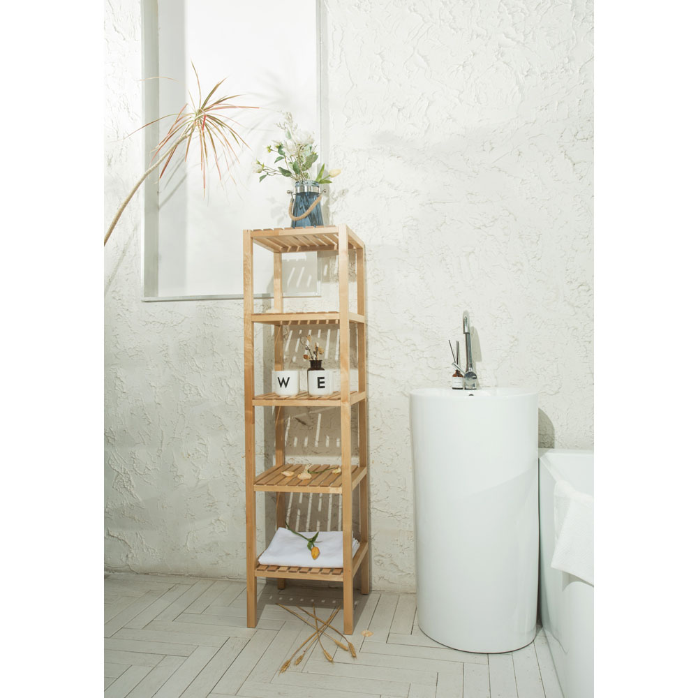 FurnitureHMD 4 Shelf Natural Birch Wood Bookcase Image 6