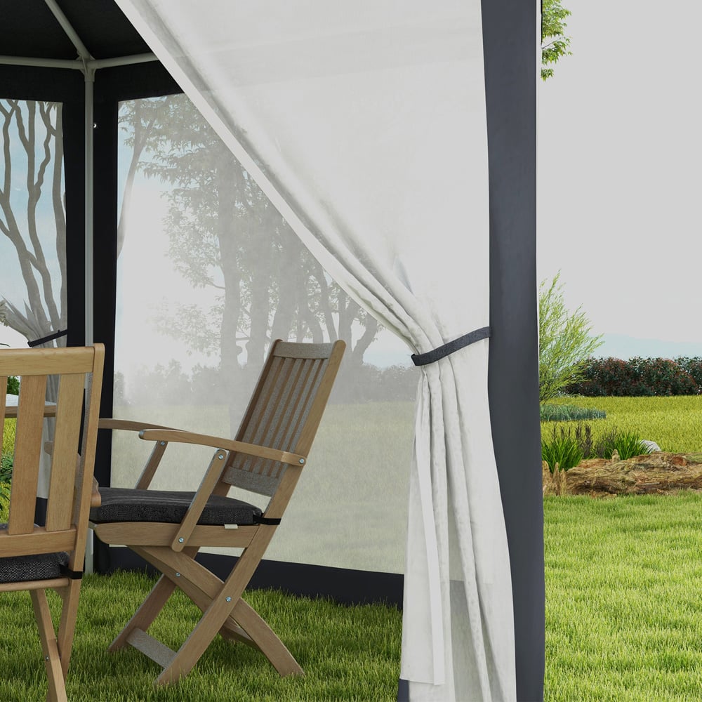 Outsunny 2 x 2m Dark Grey Hexagonal Gazebo Image 4