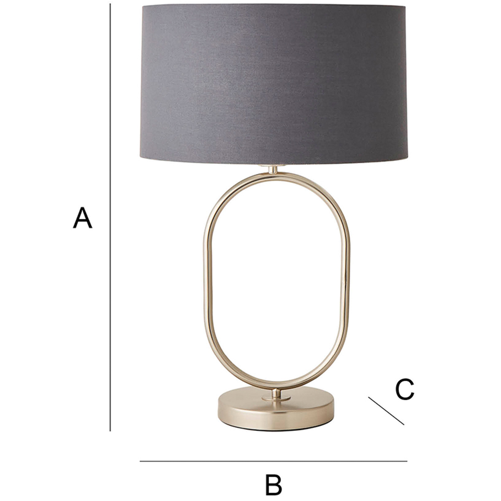 ValueLights Antonia Charcoal with Chrome Drum Shade Brushed Chrome Oval LED Table Lamp Image 7
