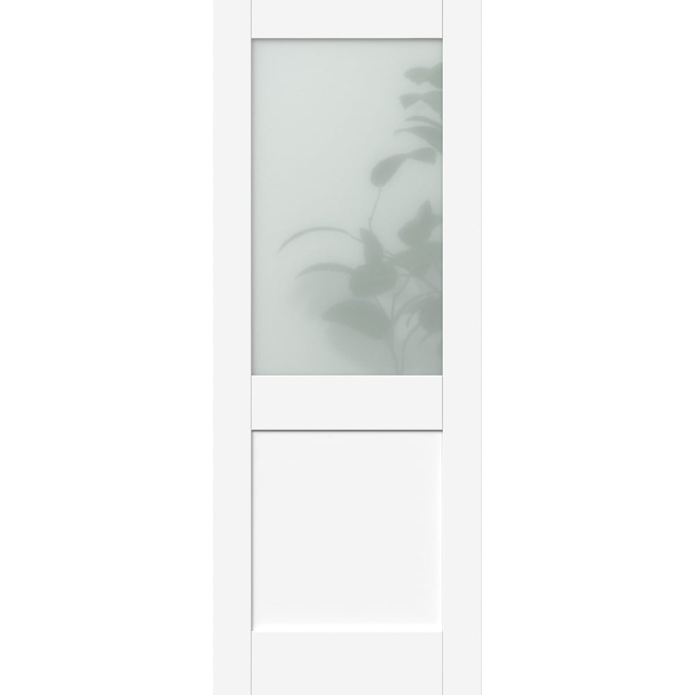 Green & Taylor White Shaker 2 Lite Frosted Glazed Prefinished Internal Door 1981 x 762mm Image