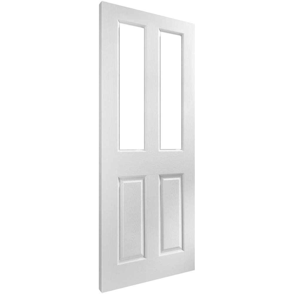 Malton White Primed 2 Panel 2 Light Clear Glass FD30 Fire Internal Door 1981 x 838 x 44mm Image 3
