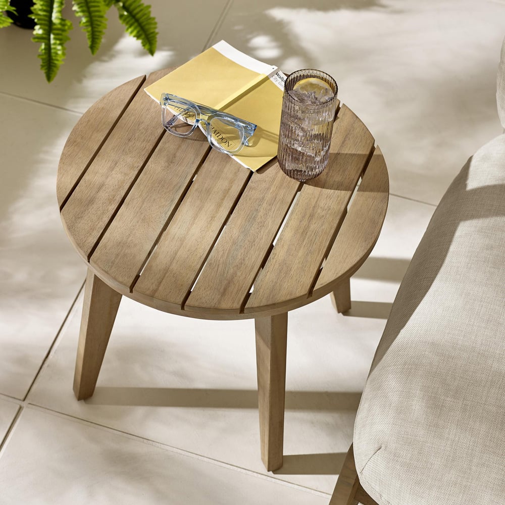 Furniturebox Niort Round Wooden Outdoor Side Table Image 2