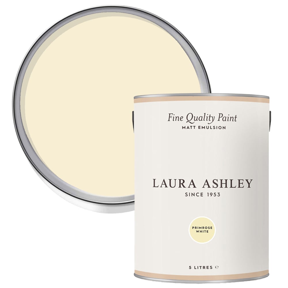 Laura Ashley Primrose White Matt Emulsion Paint 5L Image 1