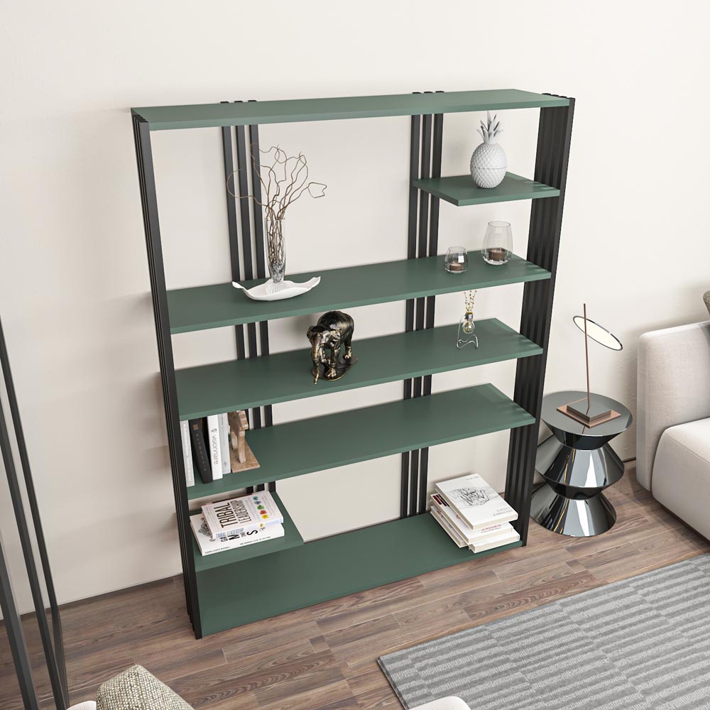 Decorotika Jeni 6 Shelf Green and Black Bookcase Image 4