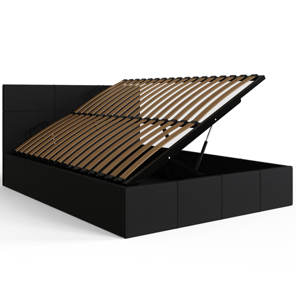 GFW Small Double Black Faux Leather Side Lift Ottoman Bed with Bonnell Mattress Image 5