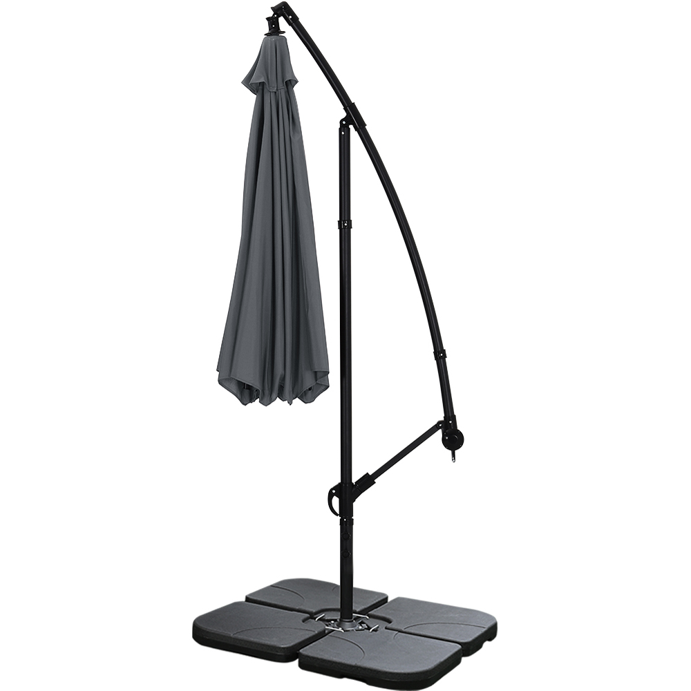 Living and Home Dark Grey Cantilever Parasol with Square Base 3m Image 4