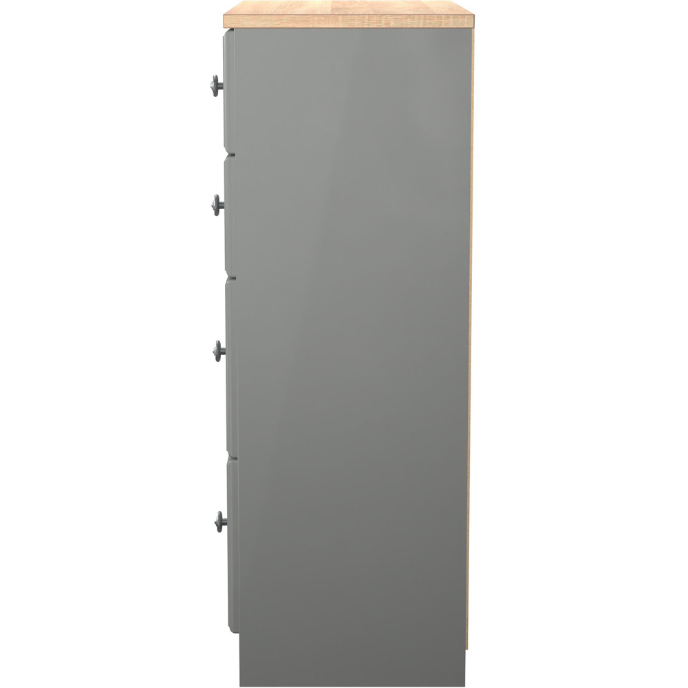 Crowndale Norfolk 4 Drawer Dusk Grey and Bardolino Oak Deep Chest of Drawers Ready Assembled Image 4
