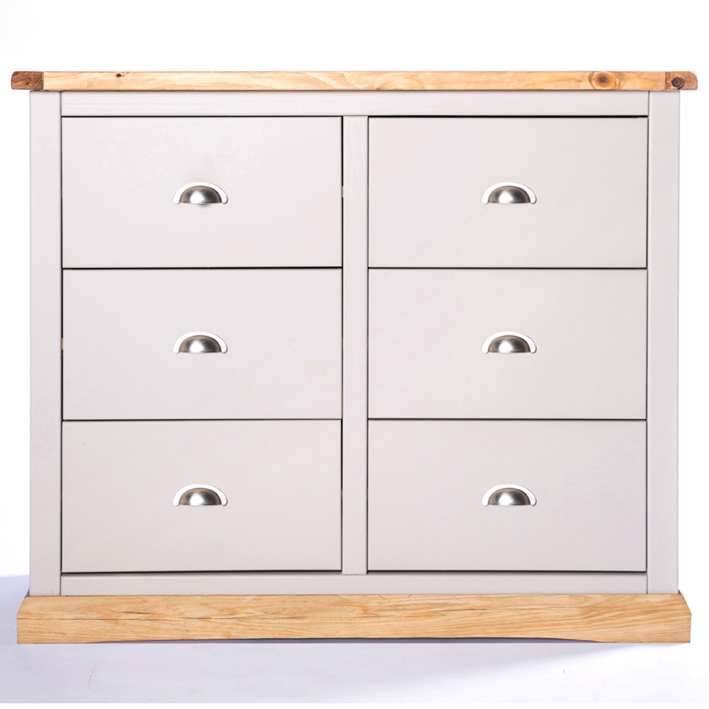 Cabinet Bits Bomporto 6 Drawer Grey Chrome Cup Handle Chest of Drawers Image 2