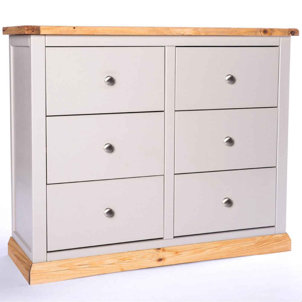 Cabinet Bits Bomporto 6 Drawer Grey Chrome Knob Chest of Drawers Image 3