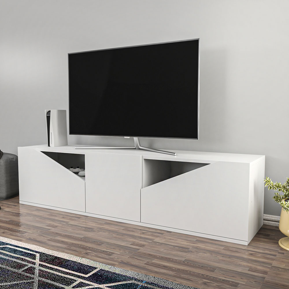 Decorotika Carson 3 Door White TV Unit Image 3