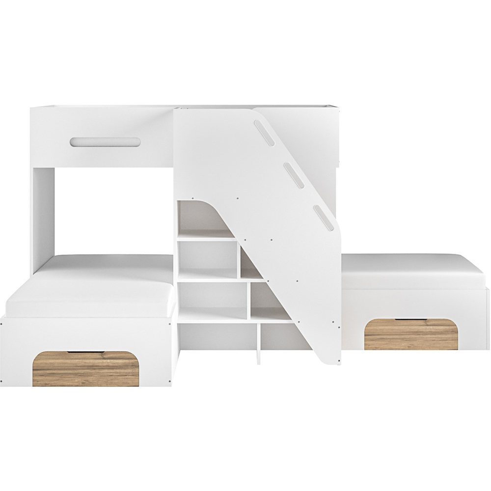 Flair Mason White and Oak Staircase Triple Sleeper with Storage Image 2