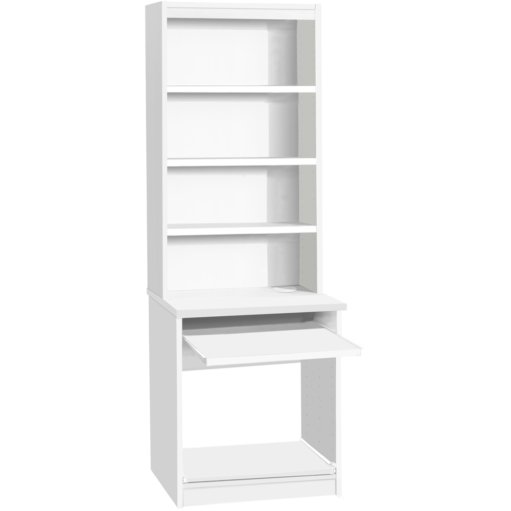 R White Cabinets 4 Shelf Printer Desk Stand with Hutch White Image 2
