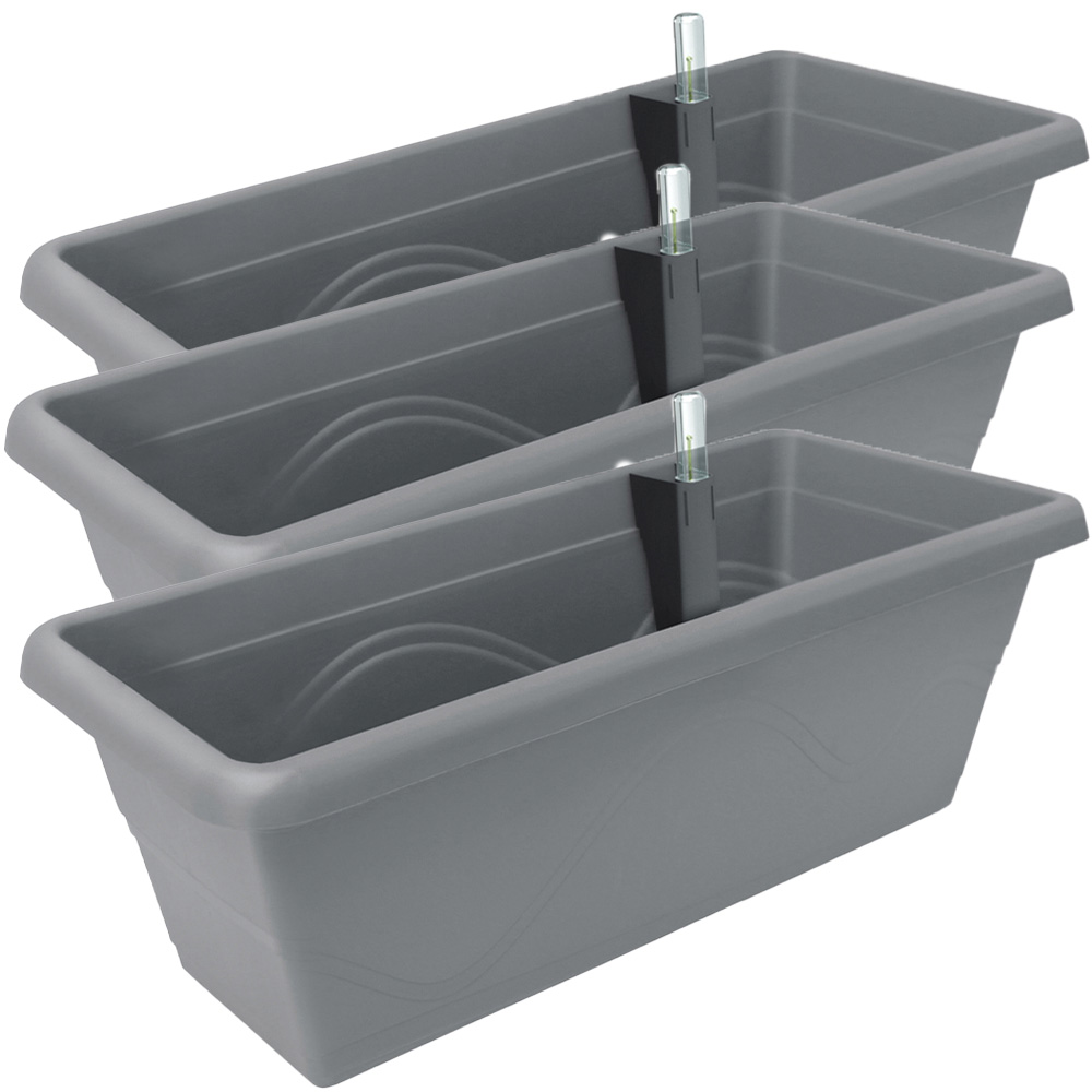 Gardenico Stone Grey Self Irrigating Planter 3 Pack Image 1