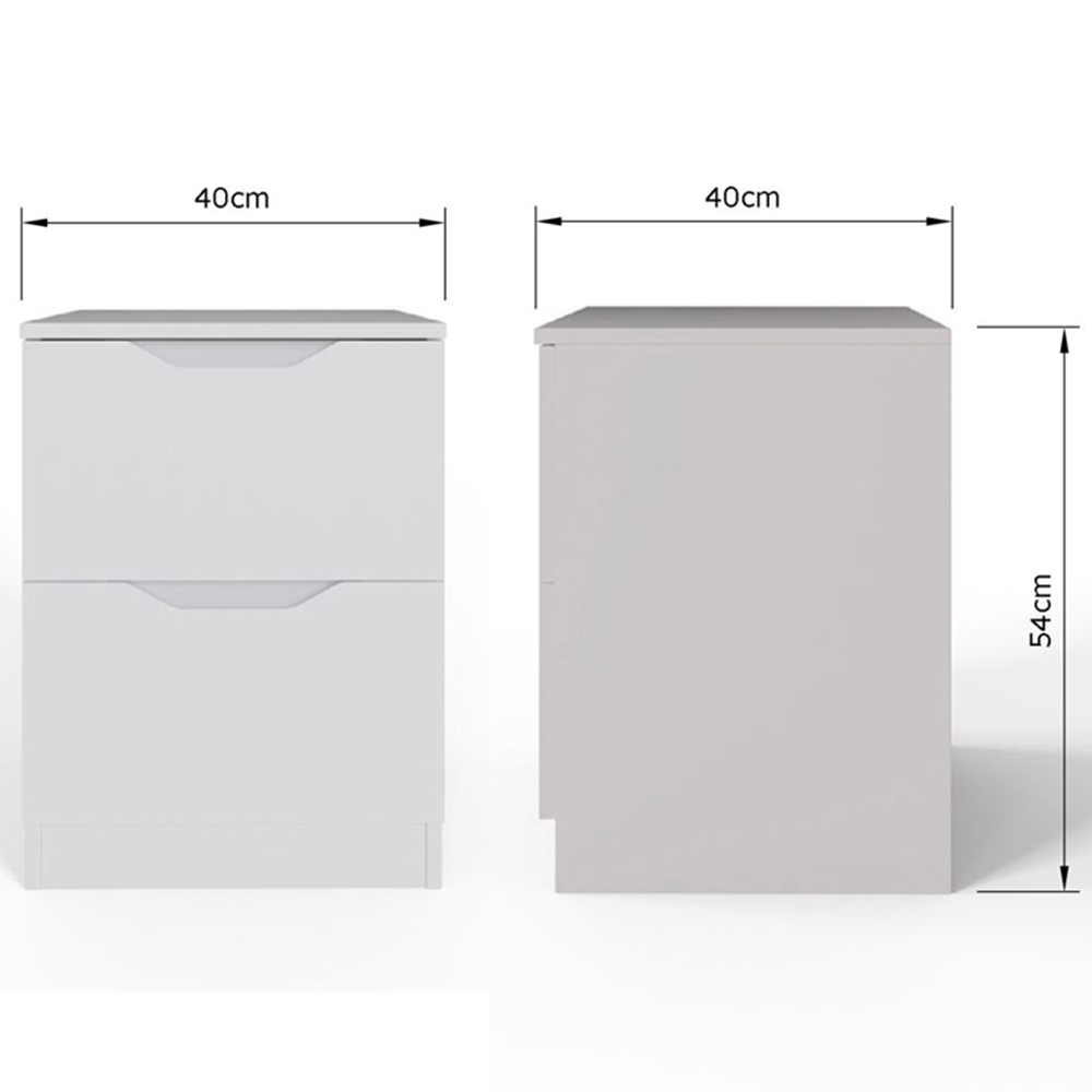 FWStyle Luno 2 Drawer White Modern Bedside Table Image 7