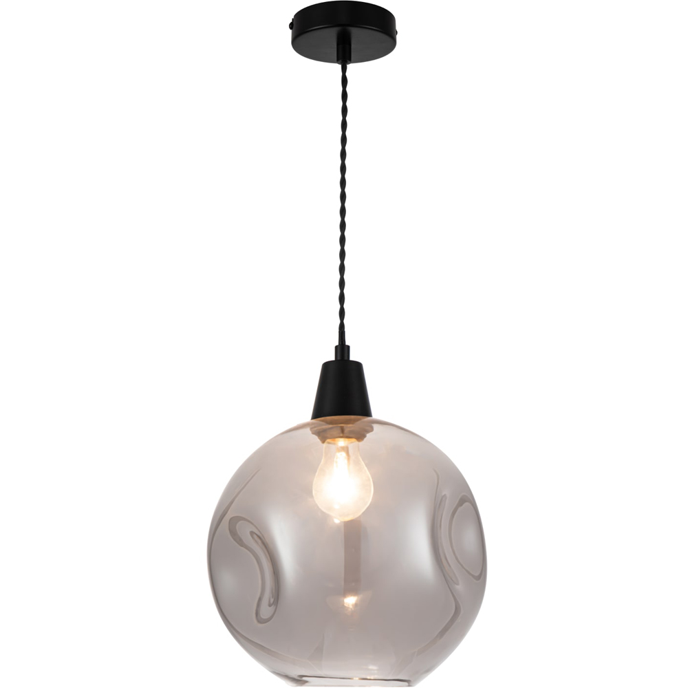 Cosylyte Millfield Matt Black Base Smoky Dimple Glass Pendant Light Image 3