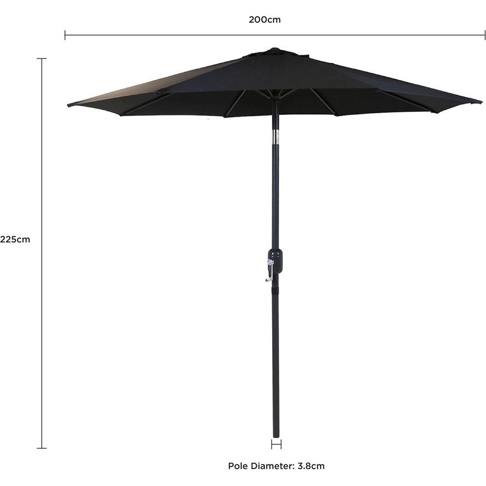 Charles Bentley Black Metal Crank Parasol 2m Image 7