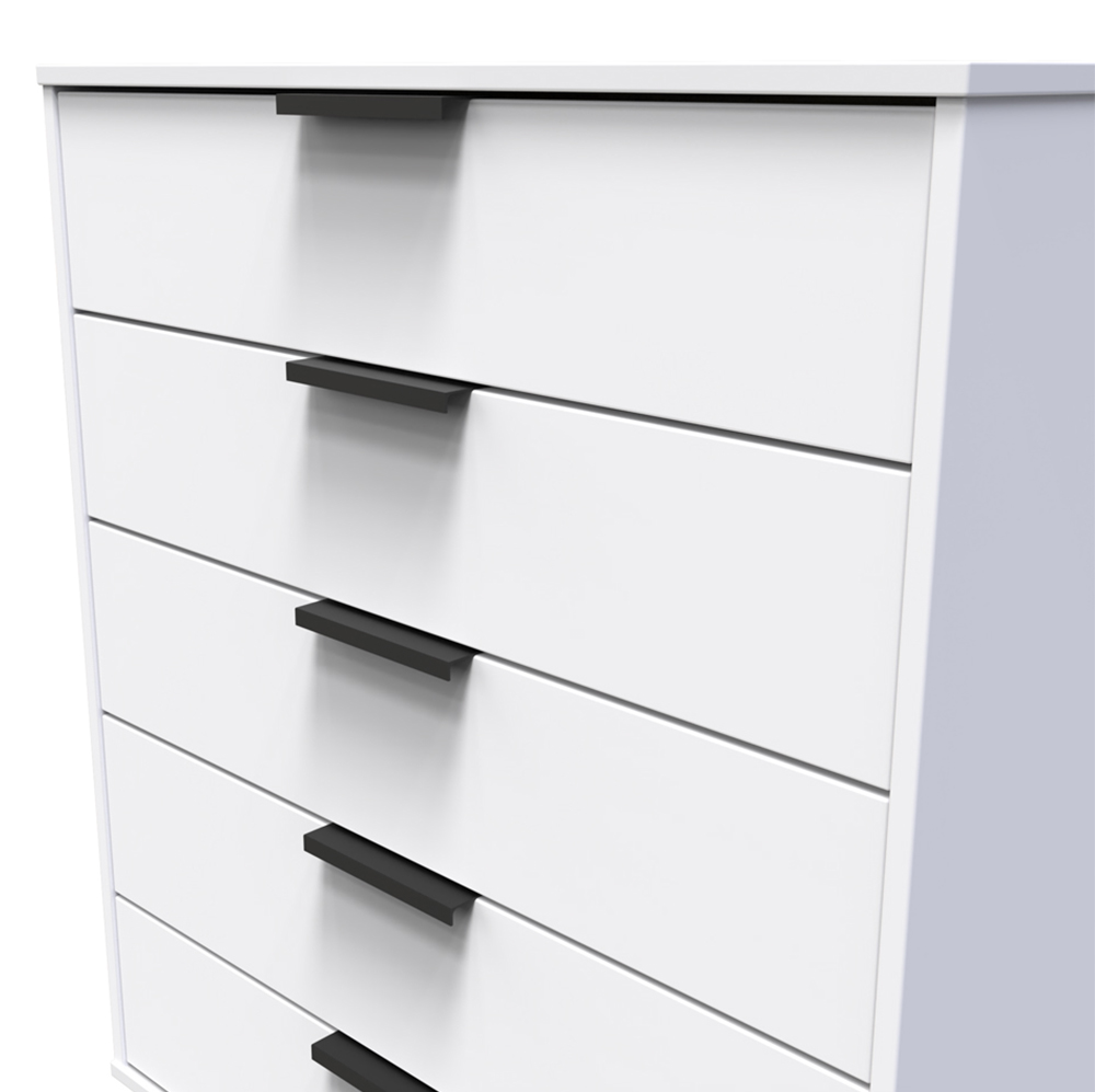 Crowndale Hong Kong 5 Drawer Matt White Chest of Drawers Ready Assembled Image 4