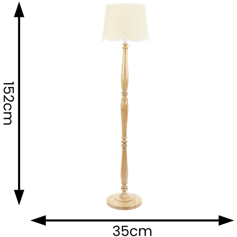 ValueLights Victoria Scallop White Edge Shade Light Wood LED Floor Lamp Image 6