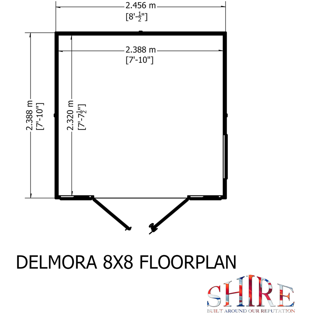 Shire Delmora 8 x 8ft Double Door Traditional Summerhouse Image 9