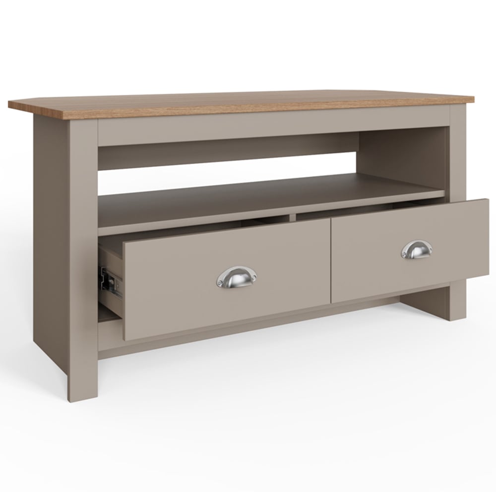 GFW Lancaster 2 Drawer Grey Corner TV Unit Image 4
