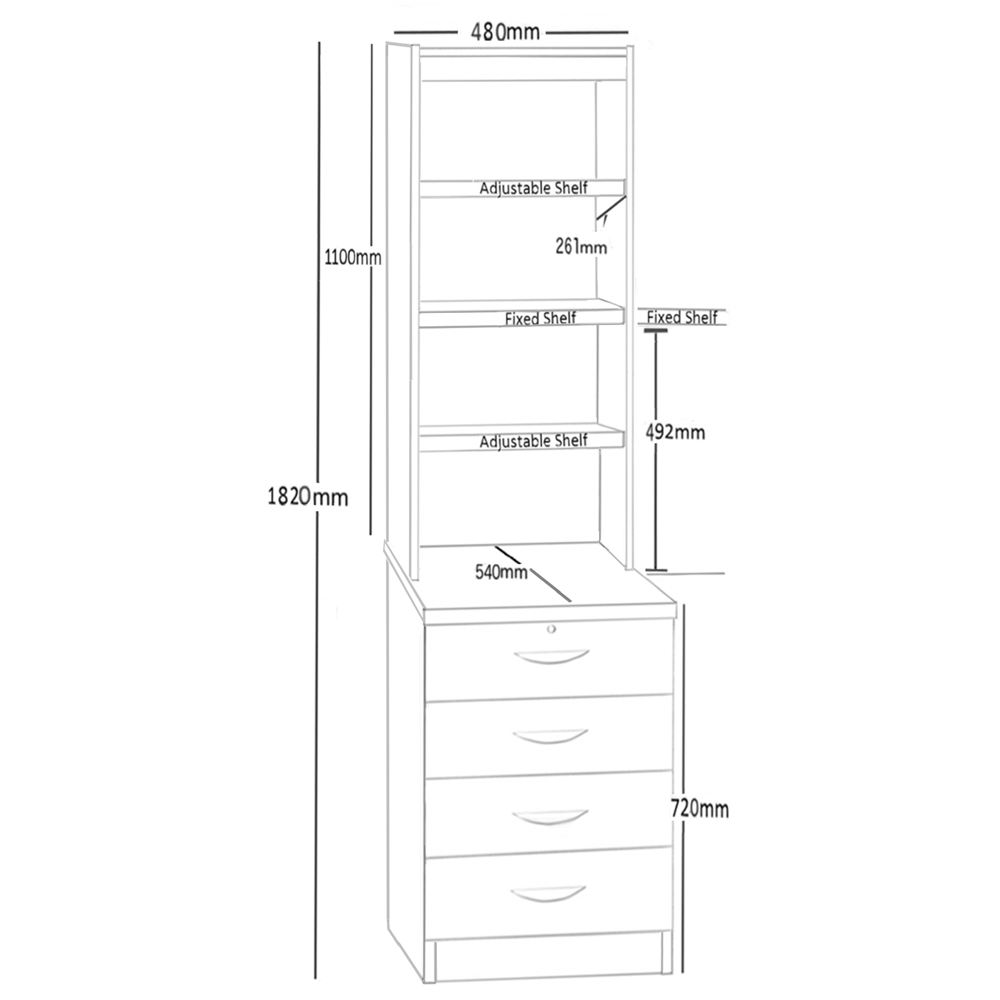 R White Cabinets 4 Drawer 4 Shelf Brown Storage Unit Image 5