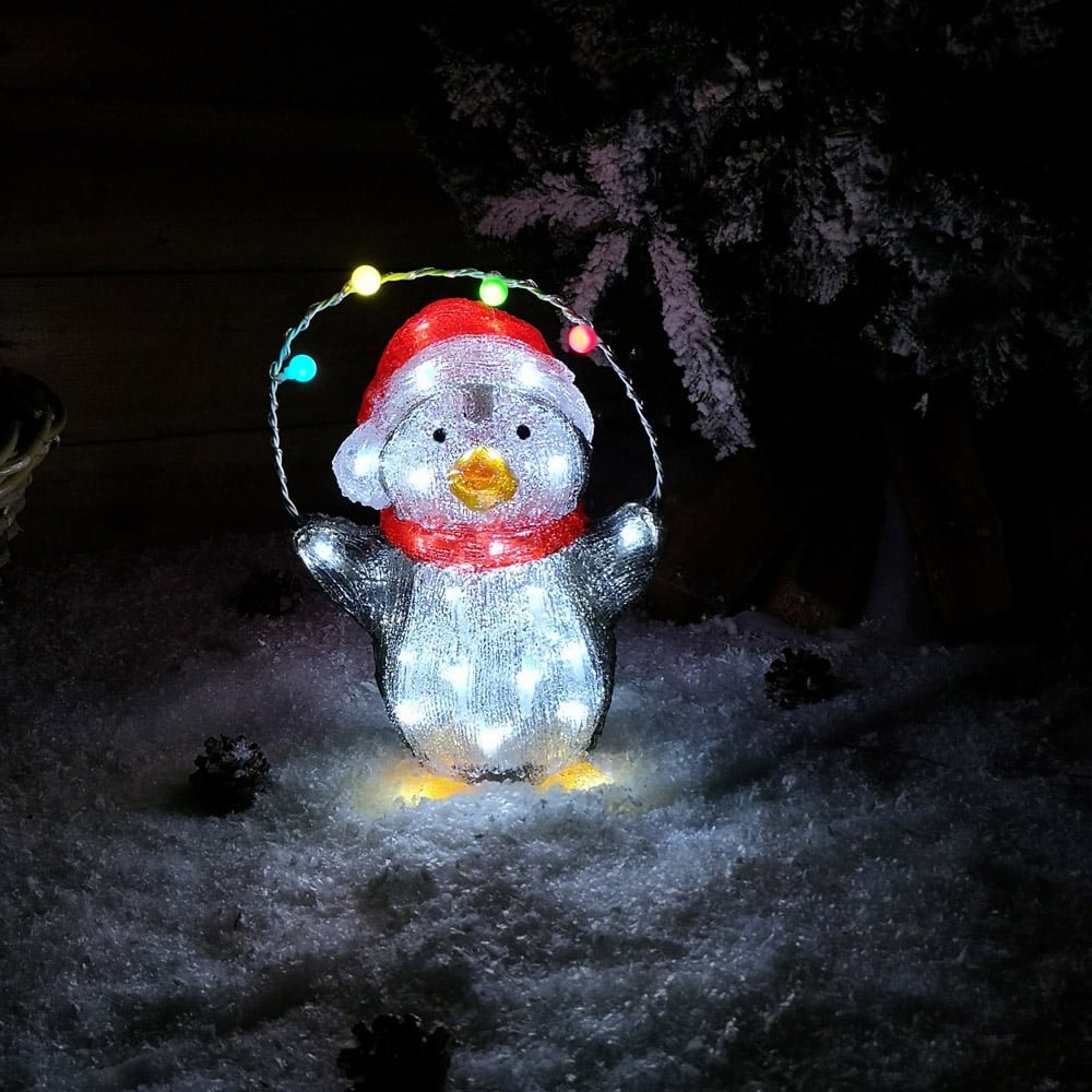 Samuel Alexander Acrylic Penguin LED Outdoor Christmas Decoration 30cm Image 6