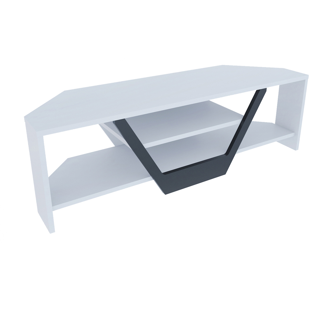 Decorotika Sares 2 Shelf White and Black Modern TV Unit Image 2