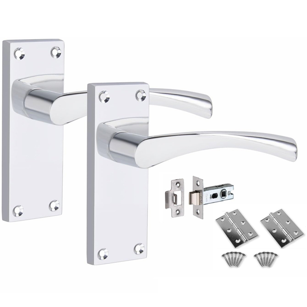 Golden Grace Polished Chrome Victorian Scroll Astrid Latch Door Handle with Hinge 4 Pack 120 x 40mm Image 2